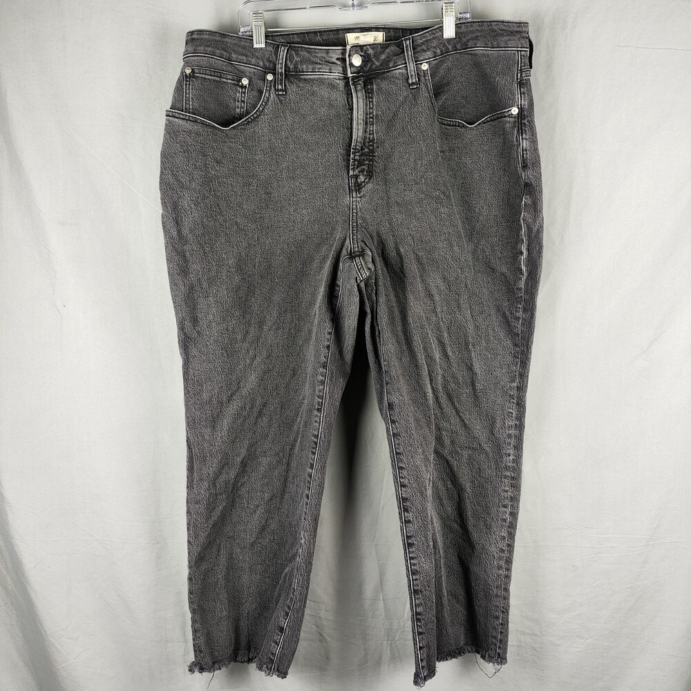 Madewell Curvy Perfect Vintage Jeans Womens 20W Gray High Rise Straight Raw Hem